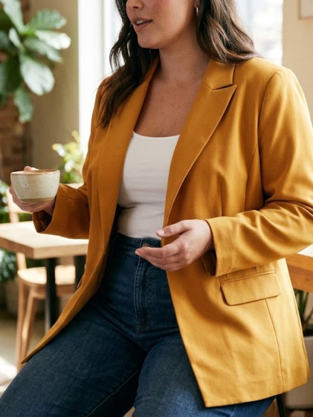 Lane Bryant Mustard Yellow Blazer – Plus Size – Classic Notch Lapel